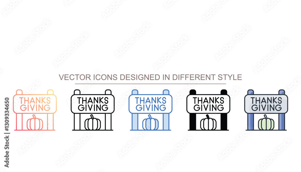Fototapeta premium Happy Thanksgiving icon design with white background stock illustration