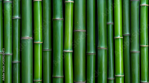 Vertical Rows of Green Bamboo Stalks Forming Natural Texture and Pattern for Background