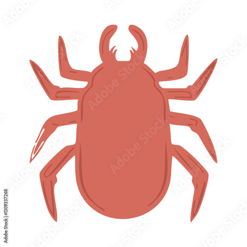 Vector illustration of a tick on a white background. Dust mite flat style pictogram.