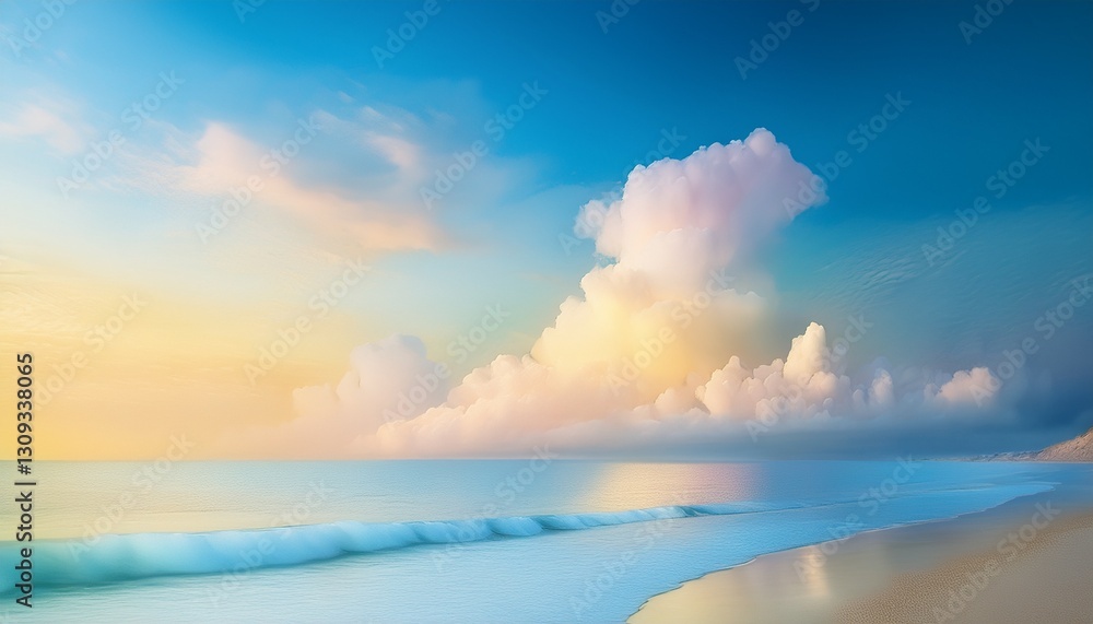 Obraz premium Generated Whimsical Daydream Gradient. Soft powder blue, blush, golden yellow blend. Dreamy, ethereal background. Gentle, pastel colors.
