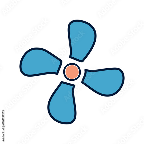 Fan icon vector isolated on white background for your web and mobile app design. Blue color air cooler logo concept.