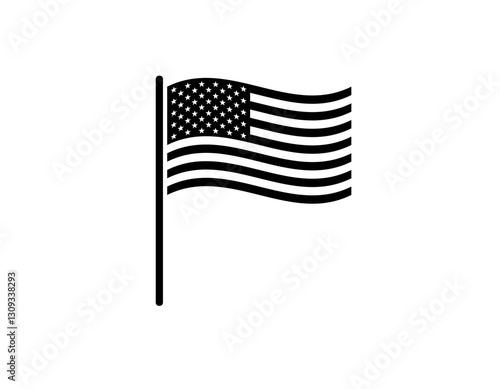 Wallpaper Mural Simple icon of the american flag in black and white, featuring stars and stripes in a bold design. Torontodigital.ca