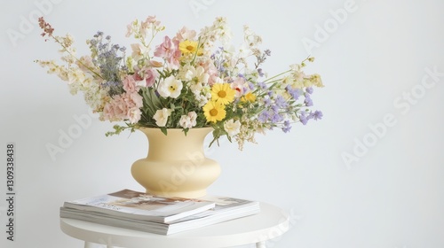 Wallpaper Mural Pastel Flowers in Vase on Table Torontodigital.ca