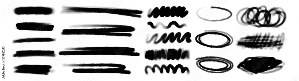 A set of grunge halftone brushes, doodles and scribbles. Trendy elements for design. A set of grunge halftone brushes, doodles and scribbles. Trendy elements for design.
