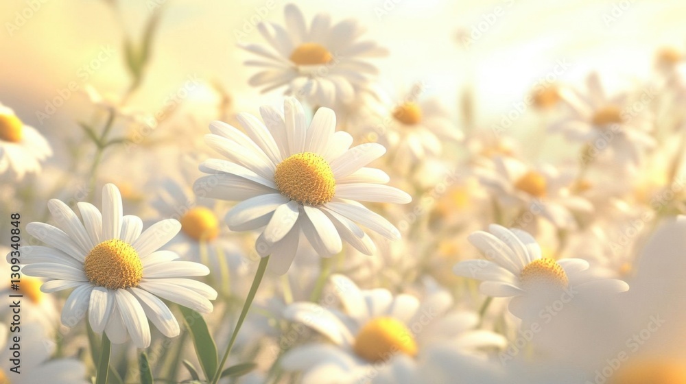 Fototapeta premium A field of wild daisies in bloom.