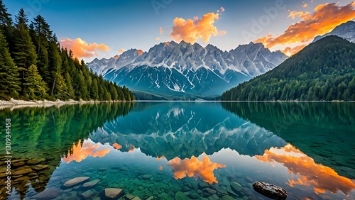 sunset over the lake