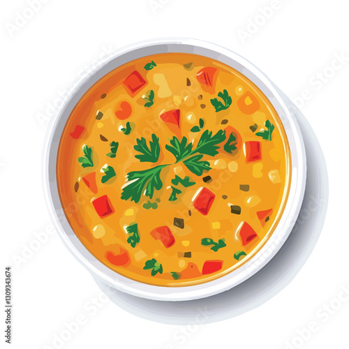 Top View Bowl of Soup Isolated Cutout Single Object