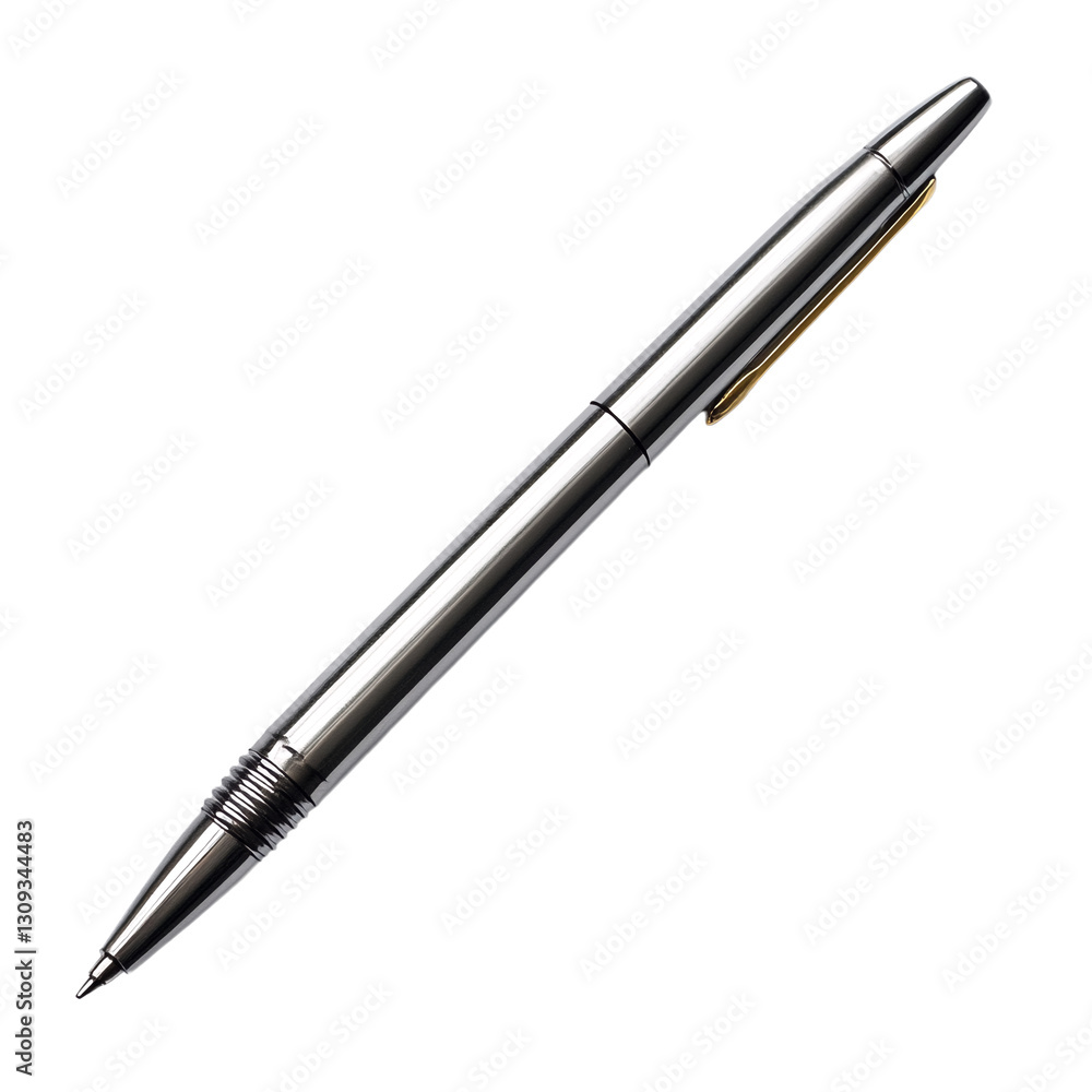 The image shows a silver and gold ballpoint pen. The image shows a silver and gold ballpoint pen.