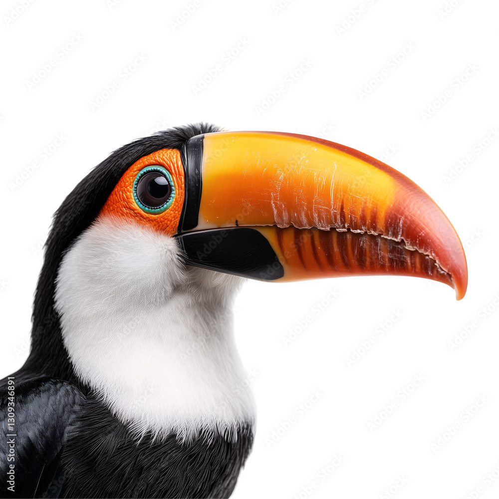 Naklejka premium A side profile portrait of a toucan bird isolated on a transparent background