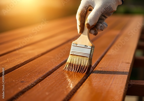 Applying Wood Stain to a Deck or Fence with a Paint Brush