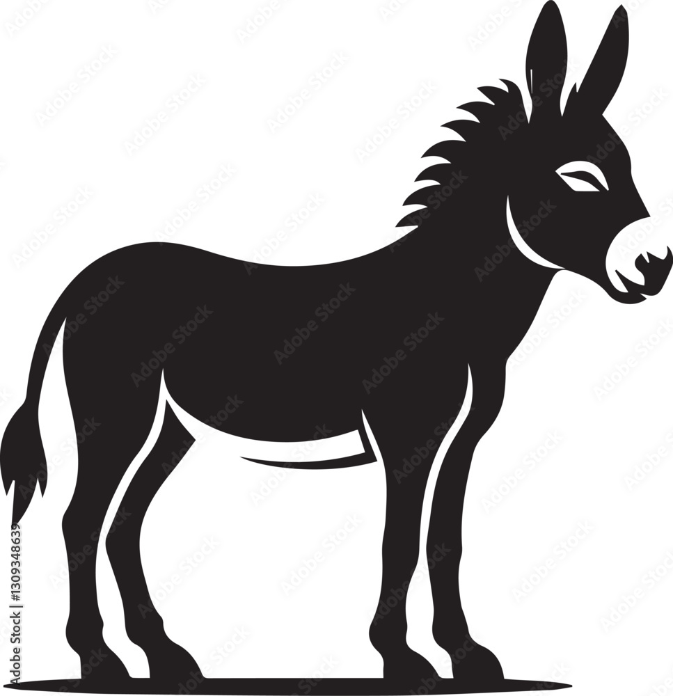 Obraz premium black donkey clip art vector, black donkey silhouette vector, donkey vector illustration, donkey logo vector, donkey vector icon, donkey silhouette vector isolated on white background full body