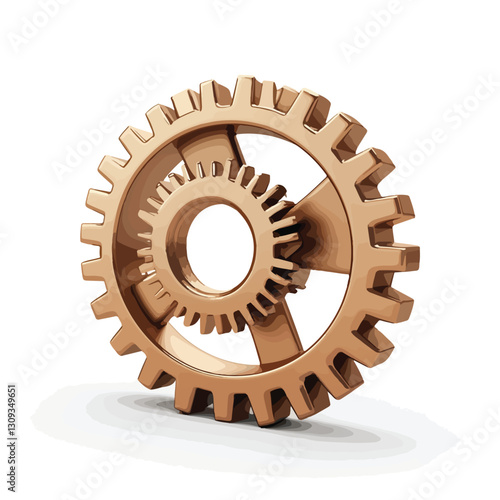 Brown Beige Gears 3D Render Icon Isolated Cutout