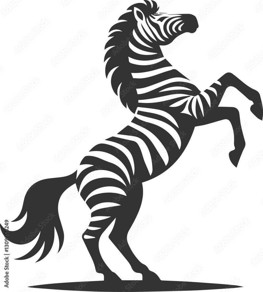 Obraz premium Zebra standing on hind legs rearing up animal silhouette