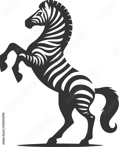 Zebra standing on hind legs rearing up animal silhouette