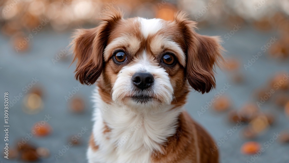 Adorable brown and white dog gazing at camera Adorable brown and white dog gazing at camera