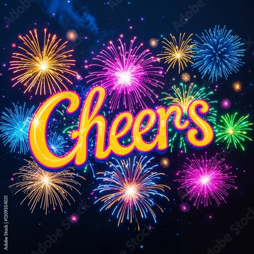 Cheers with colorful firework