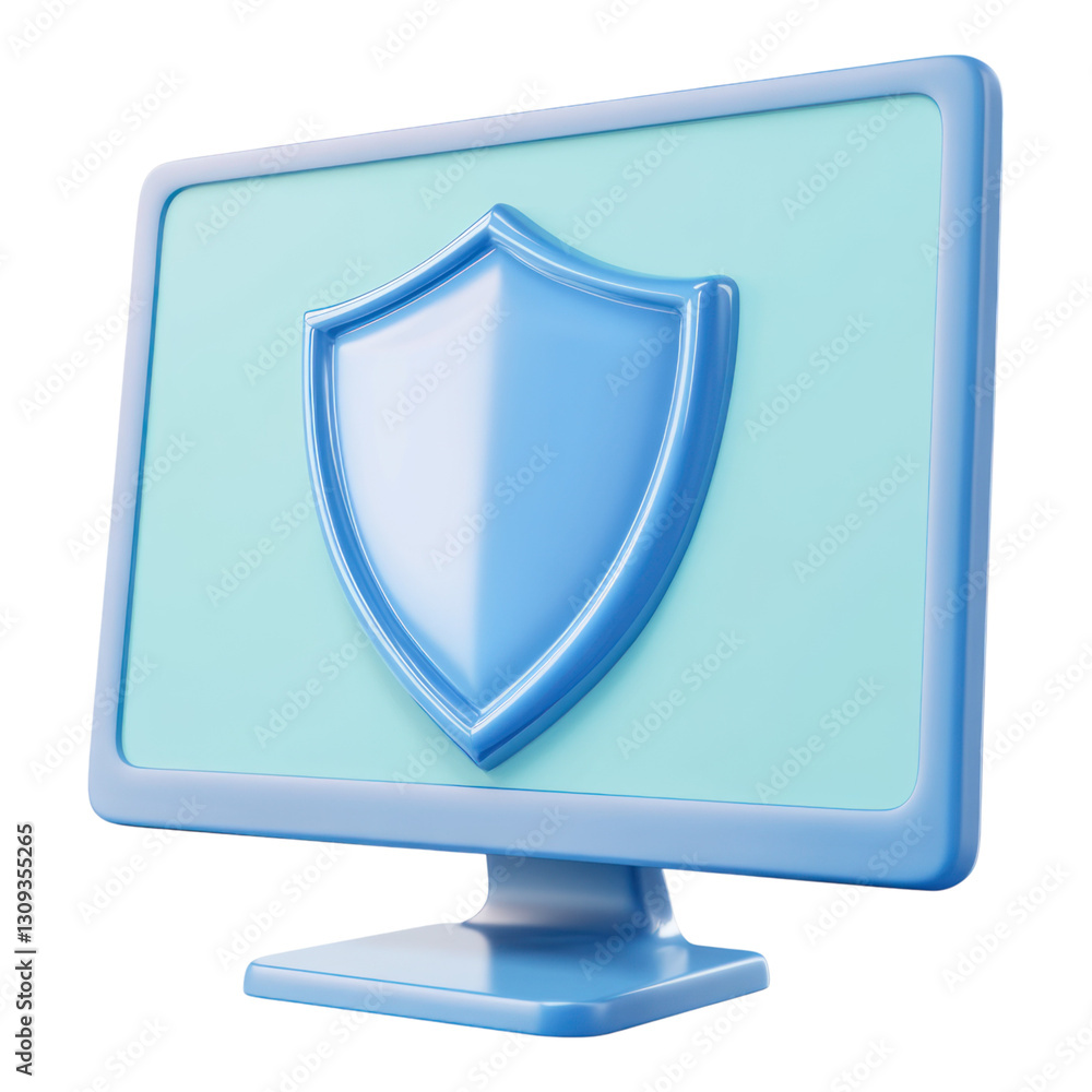 computer screen displaying protective shield symbolizing antivirus computer screen displaying protective shield symbolizing antivirus