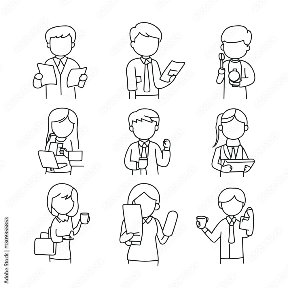 Hand-Drawn Cartoon Characters with Various Expressions Hand-Drawn Cartoon Characters with Various Expressions