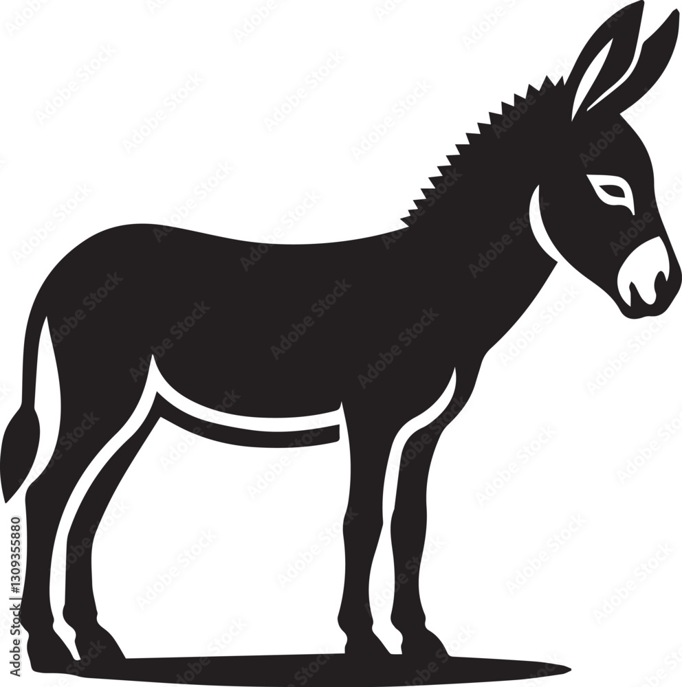 Fototapeta premium black donkey clip art vector, black donkey silhouette vector, donkey vector illustration, donkey logo vector, donkey vector icon, donkey silhouette vector isolated on white background full body