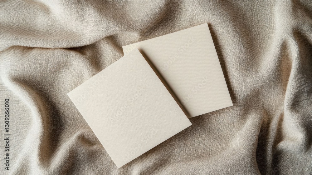 Fototapeta premium Two overlapping ivory-colored cards.