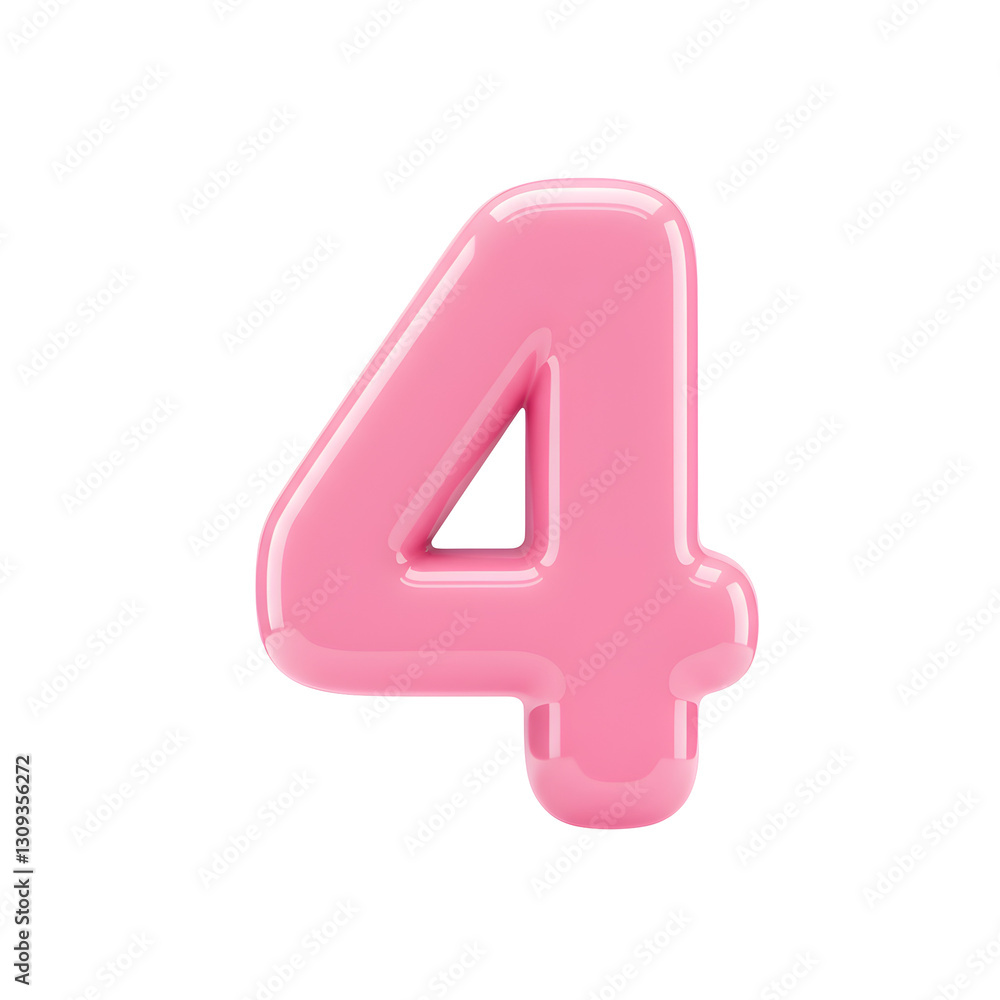 Bold and Playful Pink Number 4, 3D Glossy Design on Transparent Background
Bold and Playful Pink Number 4, 3D Glossy Design on Transparent Background