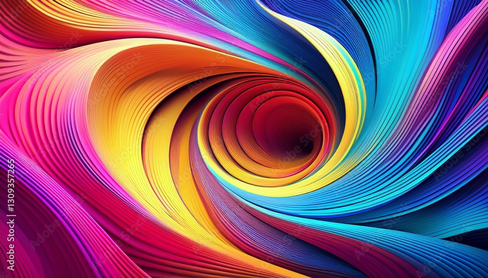 Fototapeta premium Psychedelic Swirl Gradient. Hypnotic neon pink, yellow & blue (or green) swirl. Vibrant, trippy texture. Bold, energetic background.