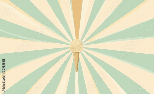 retro background with pastel green and beige sunburst rays, vintage circus poster style