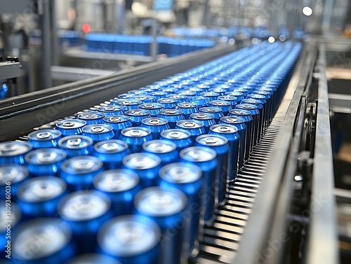 Blue Cans Conveyor Belt Factory Production