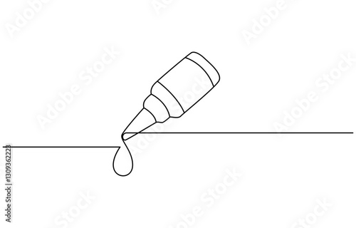 continuous one single line drawing icon of bottles with liquid ,Eye Drops one line drawing