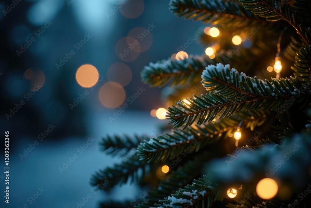 Twinkling lights create a magical ambiance on a pine, festive, twinkle, enchanting Twinkling lights create a magical ambiance on a pine, festive, twinkle, enchanting