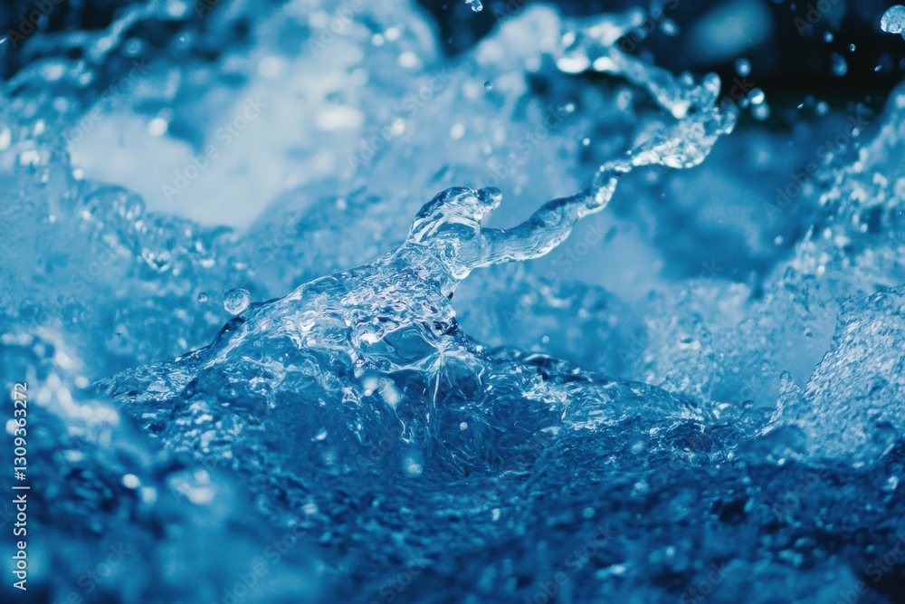 Blue Water Splash with Bubbles Creating a Dynamic and Refreshing Scene Blue Water Splash with Bubbles Creating a Dynamic and Refreshing Scene