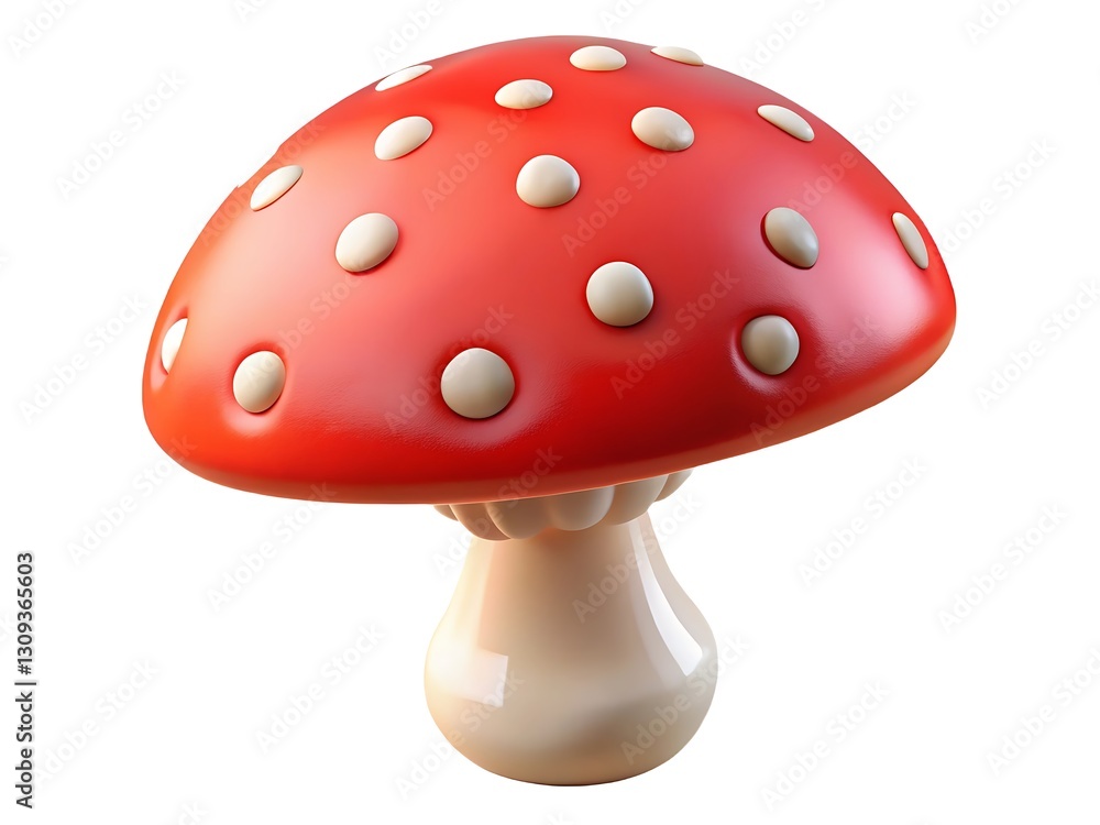 Vibrant 3D Rendering of a Cartoon Fly Agaric Mushroom Vibrant 3D Rendering of a Cartoon Fly Agaric Mushroom