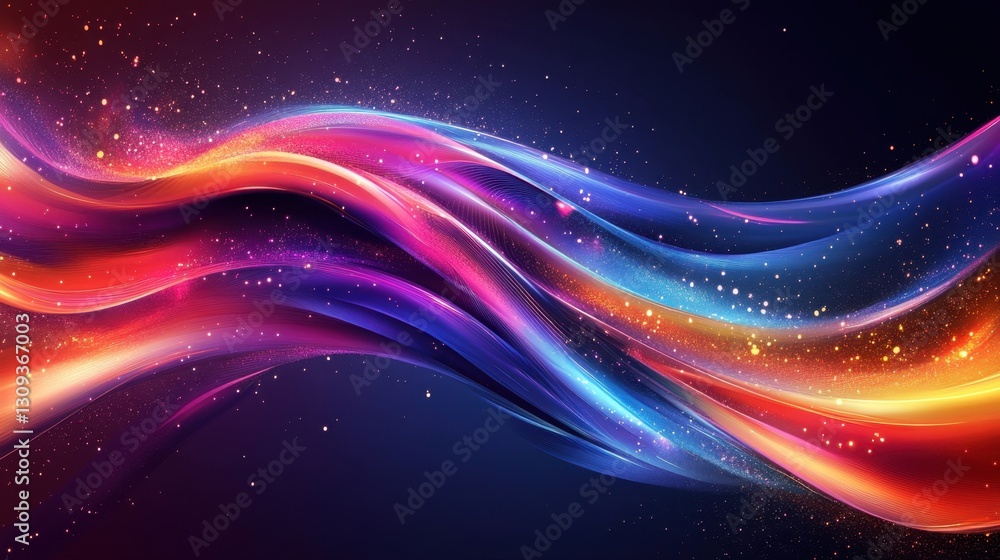 Fototapeta premium Vibrant Swirls of Colorful Light on a Dark Background Displaying a Dynamic Artistic Vibe