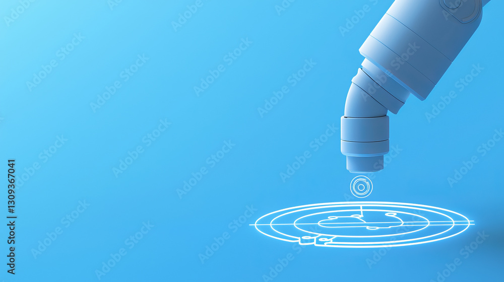 Precision robotic arm performing medical tasks on blue background Precision robotic arm performing medical tasks on blue background