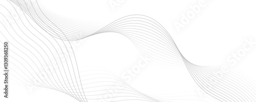 Gray wave curve lines abstract background with flowing particles. Digital energy waves technology concept. Modern backdrop design for business, presentation, banner.