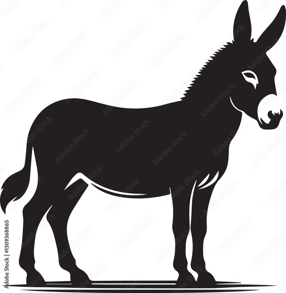 Fototapeta premium black donkey clip art vector, black donkey silhouette vector, donkey vector illustration, donkey logo vector, donkey vector icon, donkey silhouette vector isolated on white background full body