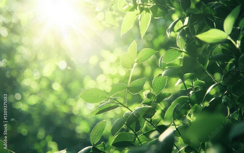 Obraz premium Fresh Green Clover Leaves With Bright Sunlight