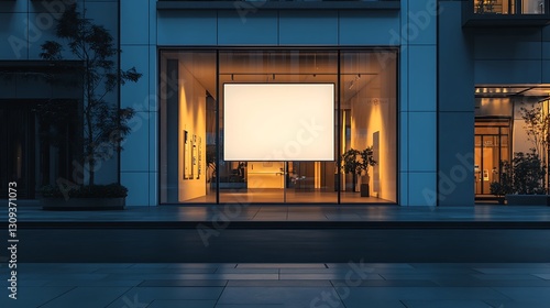 Wallpaper Mural Empty storefront display at night, urban art gallery, mock-up Torontodigital.ca