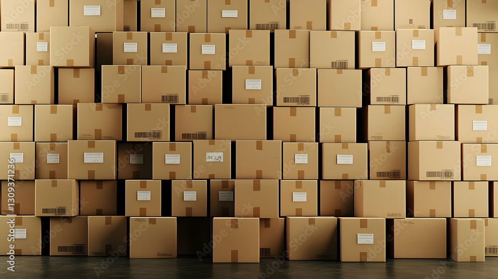 Wall Of Stacked Brown Cardboard Boxes Creating A Textured Background In Uniform Rows Wall Of Stacked Brown Cardboard Boxes Creating A Textured Background In Uniform Rows