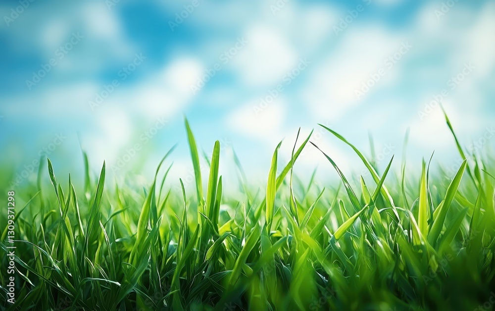 Fototapeta premium Gentle Spring Wind Swaying The Fresh Green Grass