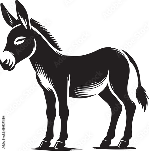 black donkey clip art vector, black donkey silhouette vector, donkey vector illustration, donkey logo vector, donkey vector icon, donkey silhouette vector isolated on white background full body