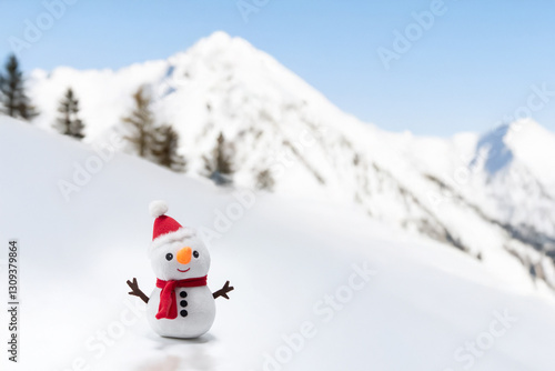 雪山と雪だるま