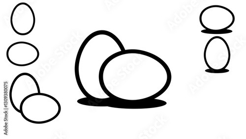 chicken egg symbol, black isolated silhouette