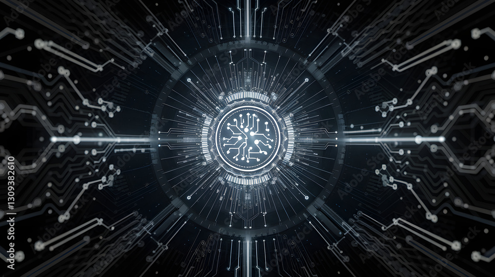 A holographic display of shifting digital light, representing AI processing at its core. A holographic display of shifting digital light, representing AI processing at its core.
