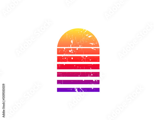 Retro sun design with a geometric circle. bright, vibrant colors evoke the style of the eighties and nineties.