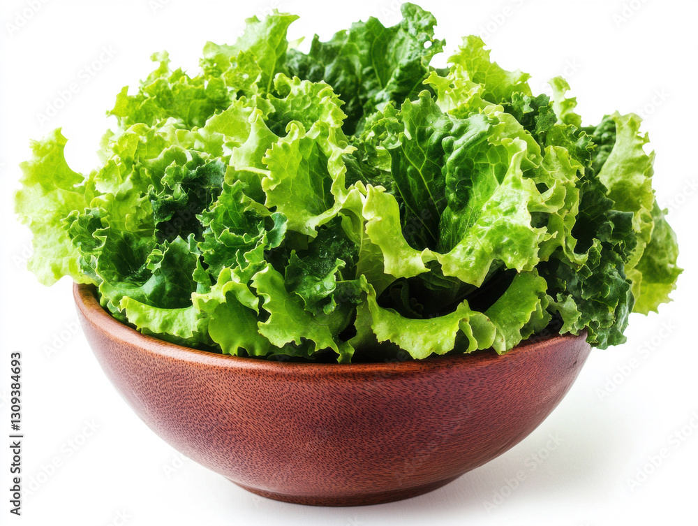 Fresh green lettuce in a wooden bowl ready for salad preparation Fresh green lettuce in a wooden bowl ready for salad preparation
