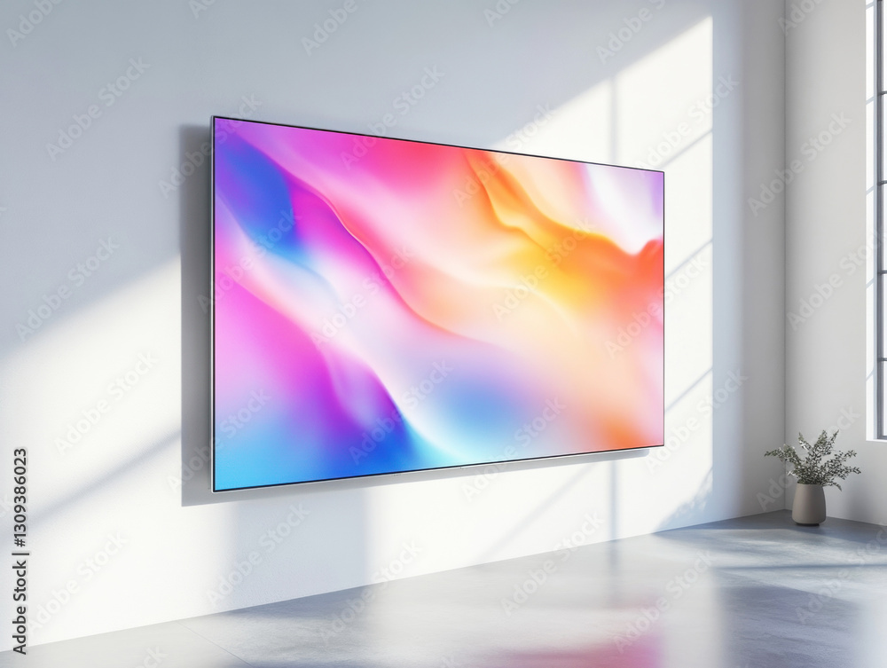Fototapeta premium Modern interior design featuring a vibrant abstract wall decoration