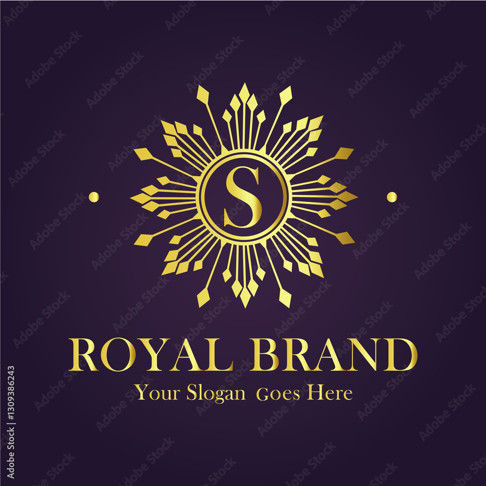 Fototapeta premium Luxury Gold Monogram Logo - Letter S 