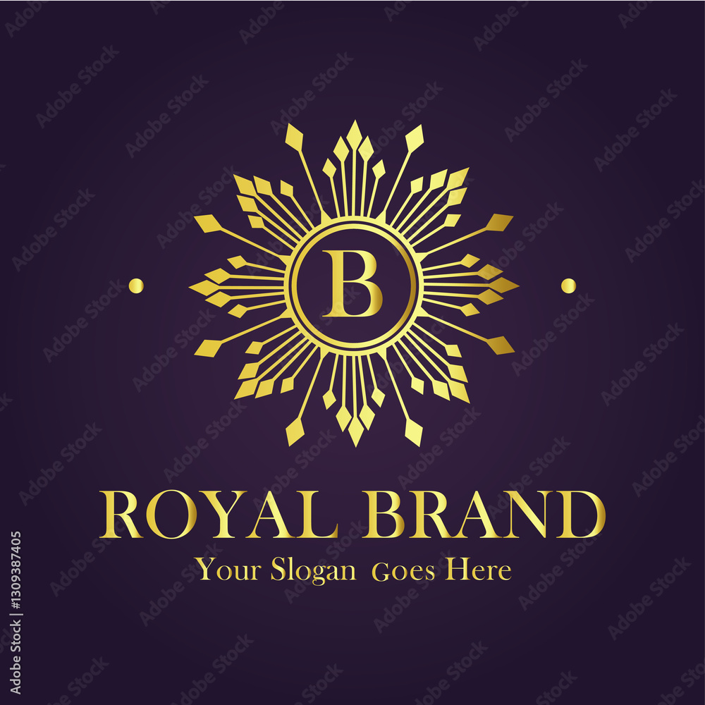 Fototapeta premium Luxury Gold Monogram Logo - Letter B