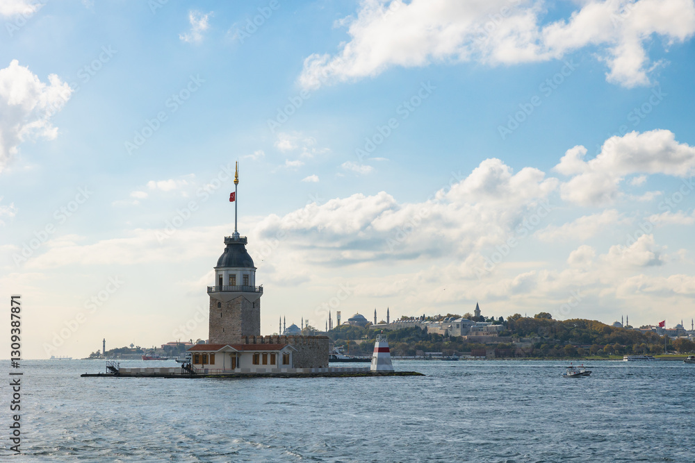 Fototapeta premium Istanbul background photo. Kiz Kulesi aka Maiden's Tower